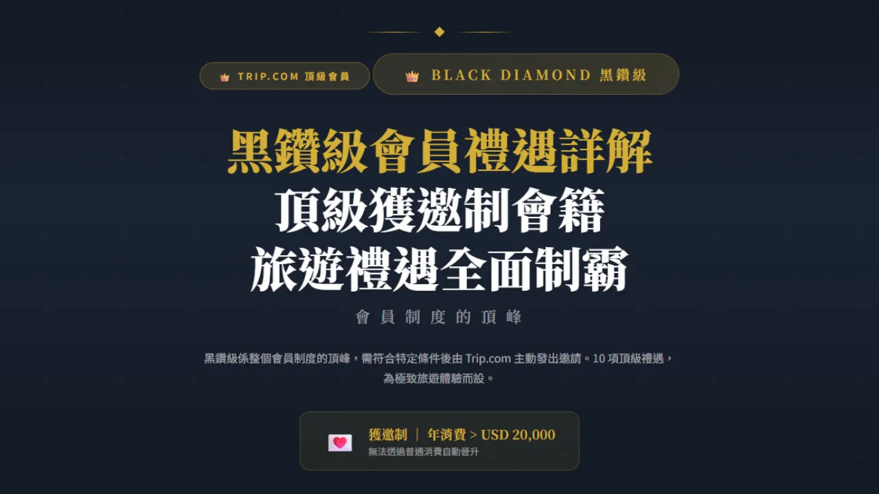 Trip.com 黑鑽級會員禮遇詳解｜頂級獲邀制會籍，旅遊禮遇全面制霸